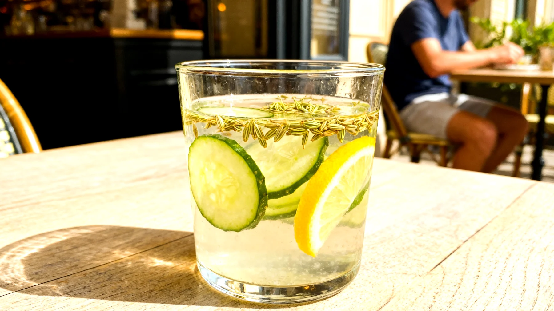 Kéfir d'eau au concombre, citron et graines de fenouil"